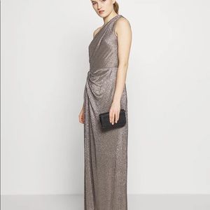 Ralph Lauren Metallic One-Shoulder Gown
